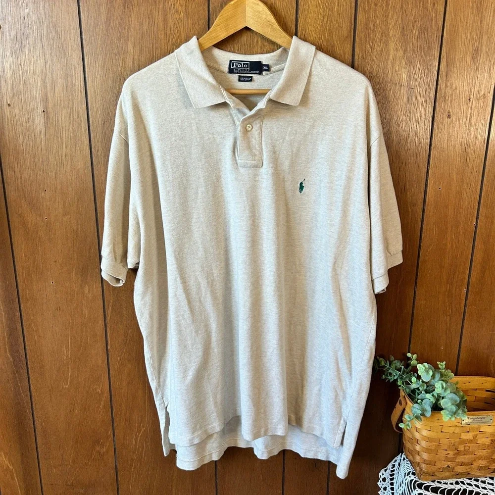 Polo Ralph Lauren Men's XXL Beige‎ Heather Short Sleeve Classic Fit Polo Shirt